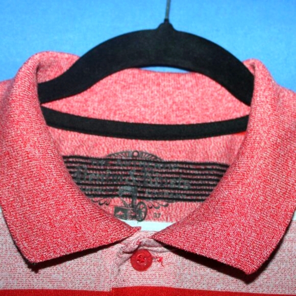 Authentic T-Shirt Company Striped Polo Shirt Red Black Large - Picture 2 of 7